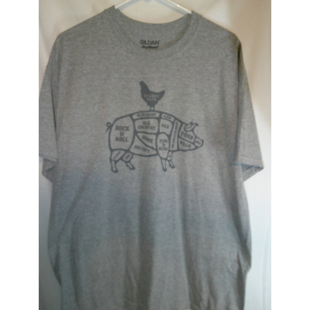 RARE Gildan Pig Chicken Country Music Graphic T-Shirt Crew Neck Short Sleeve XL